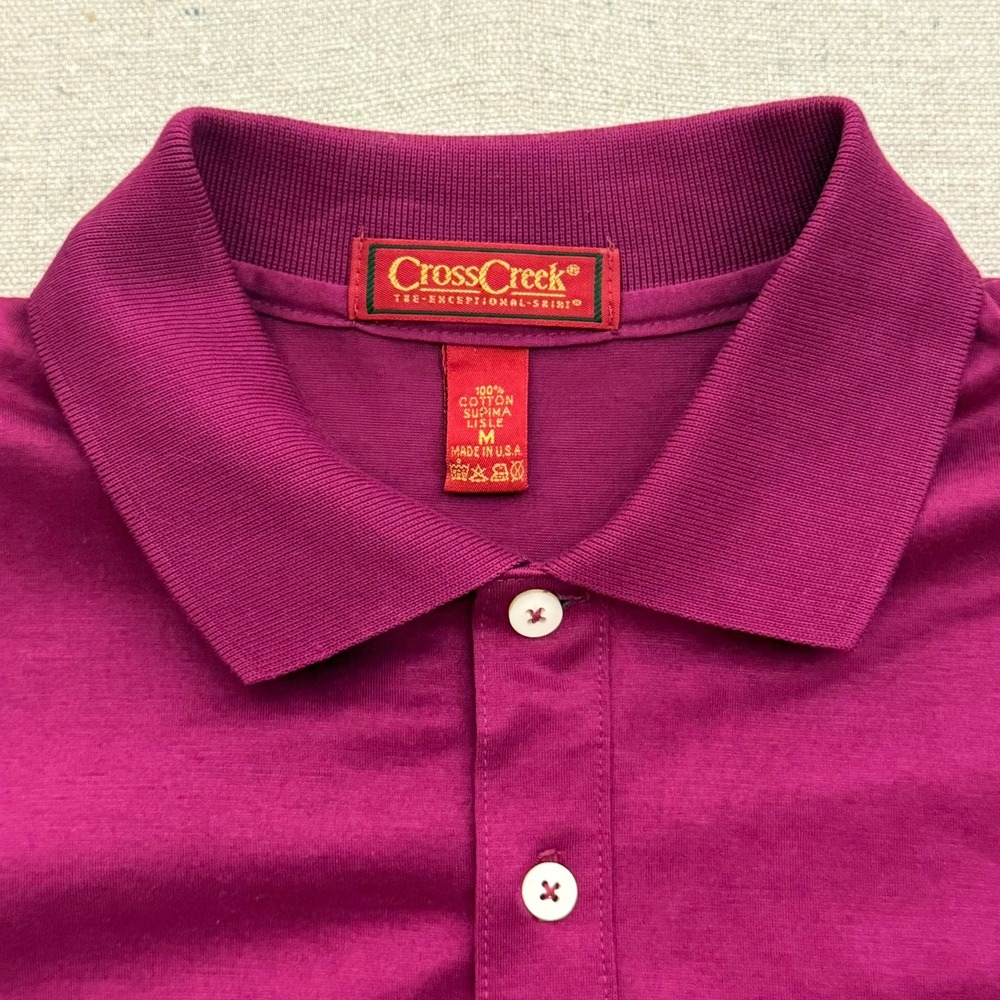 Cross Creek Mens Magenta Supima Lisle Cotton Polo Shirt Size M Made in USA